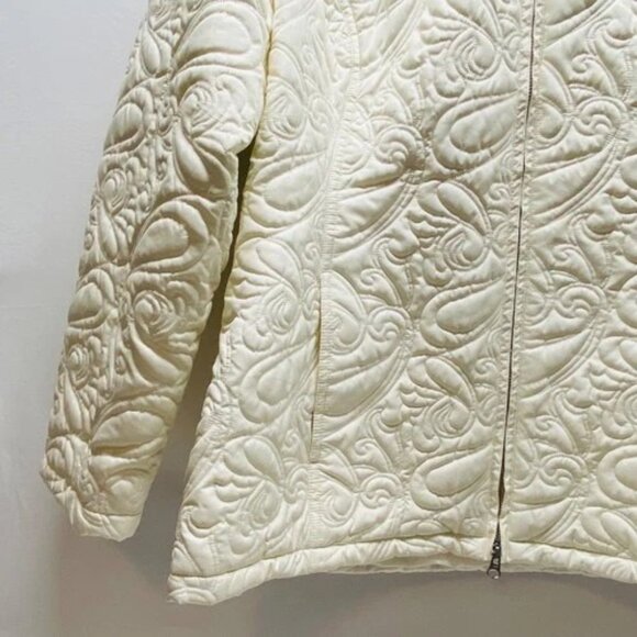 Coldwater Creek Jacket Women's 1X Cream Paisley Faux Fur Exclusive Deco Coat EUC - Picture 5 of 15